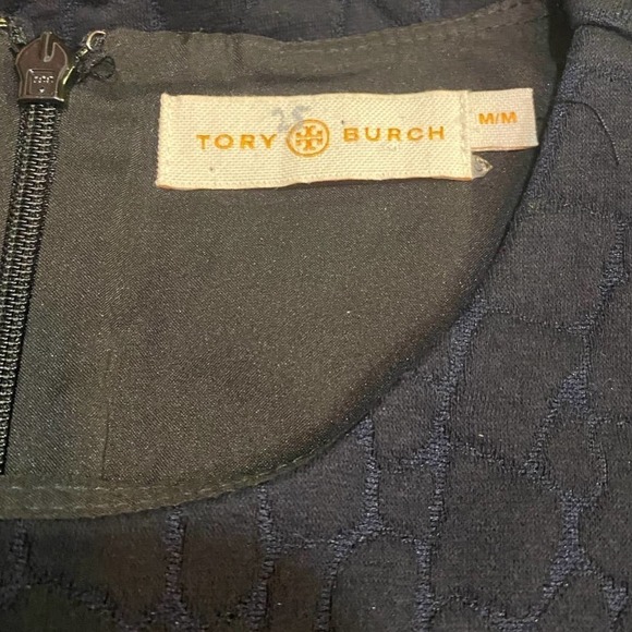 Tory Burch Quilted Jacquard Black Navy Dress M - Picture 7 of 8